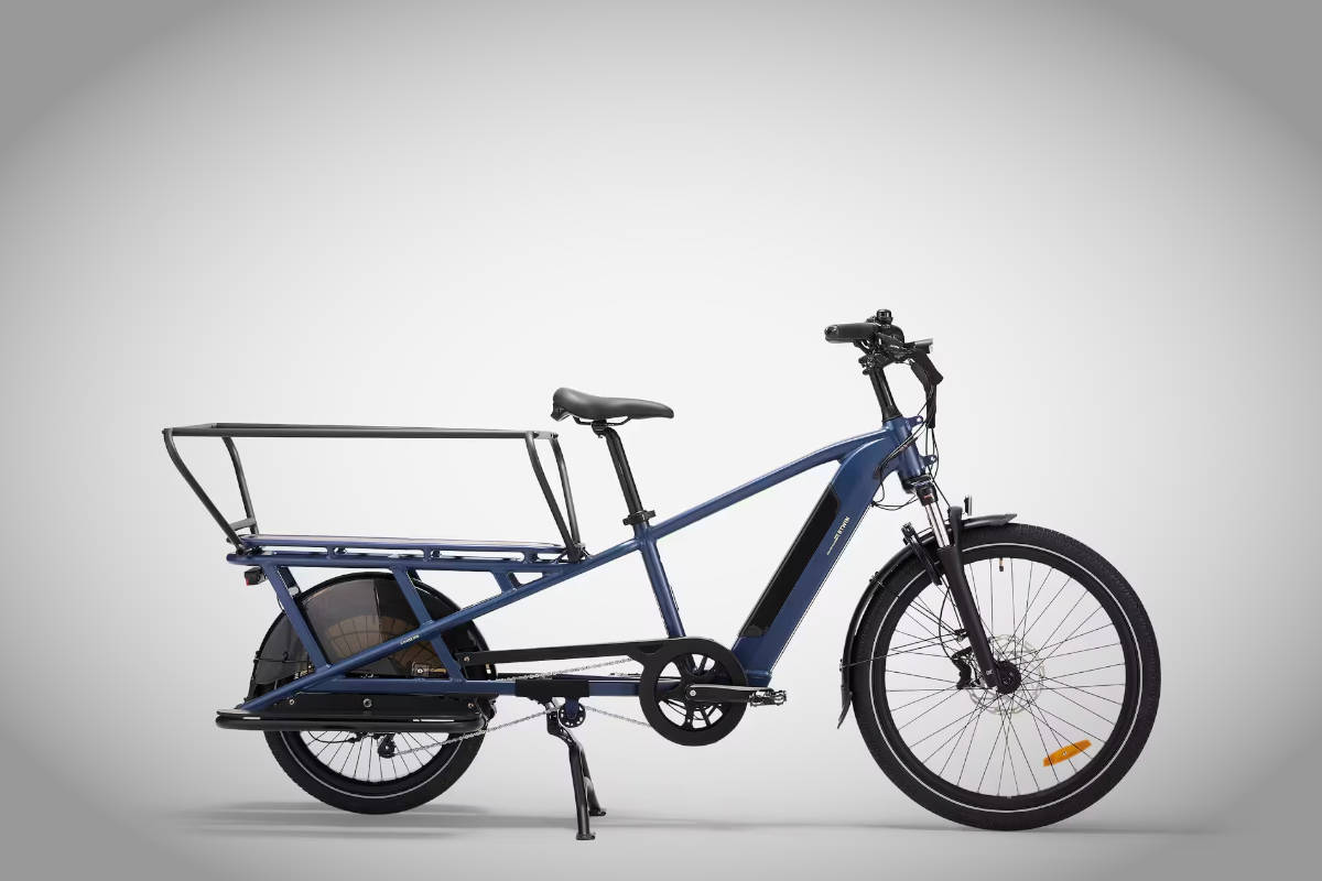Cargobike Longtail E-Three 500. Imagen: Decathlon