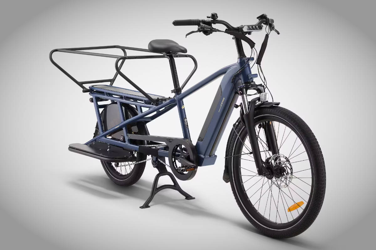 Cargobike Longtail E-Three 500. Imagen: Decathlon