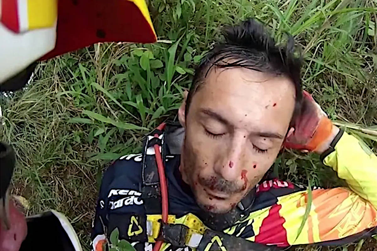 Cédric Gracia momentos después de su grave accidente. Imagen: Cédric Gracia