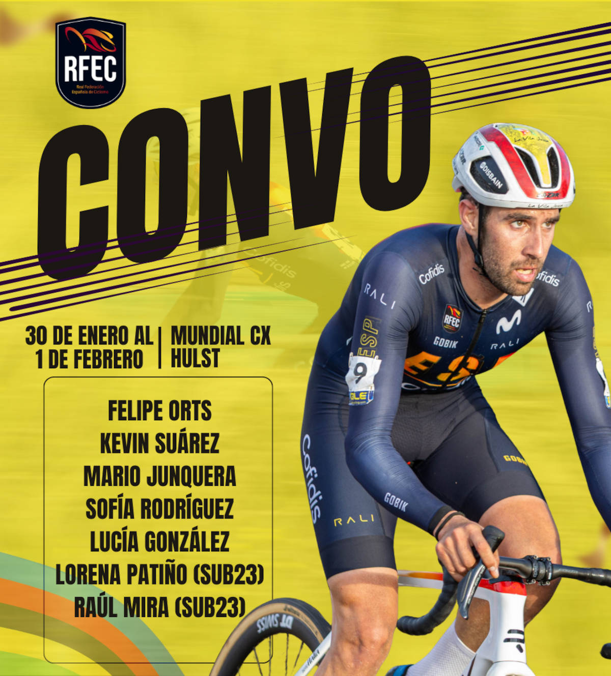 Lista de convocados Élite/Sub23. Imagen: RFEC