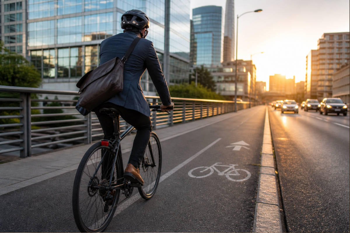 Ciclista yendo al trabajo en bici. Imagen: TodoMountainBike