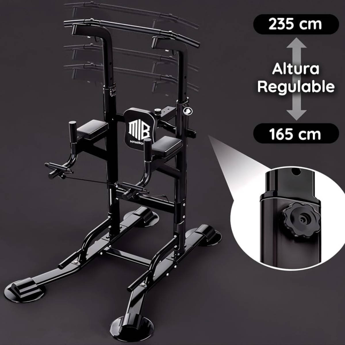 Estación de dominadas multifuncional. Imagen: ManiBoom