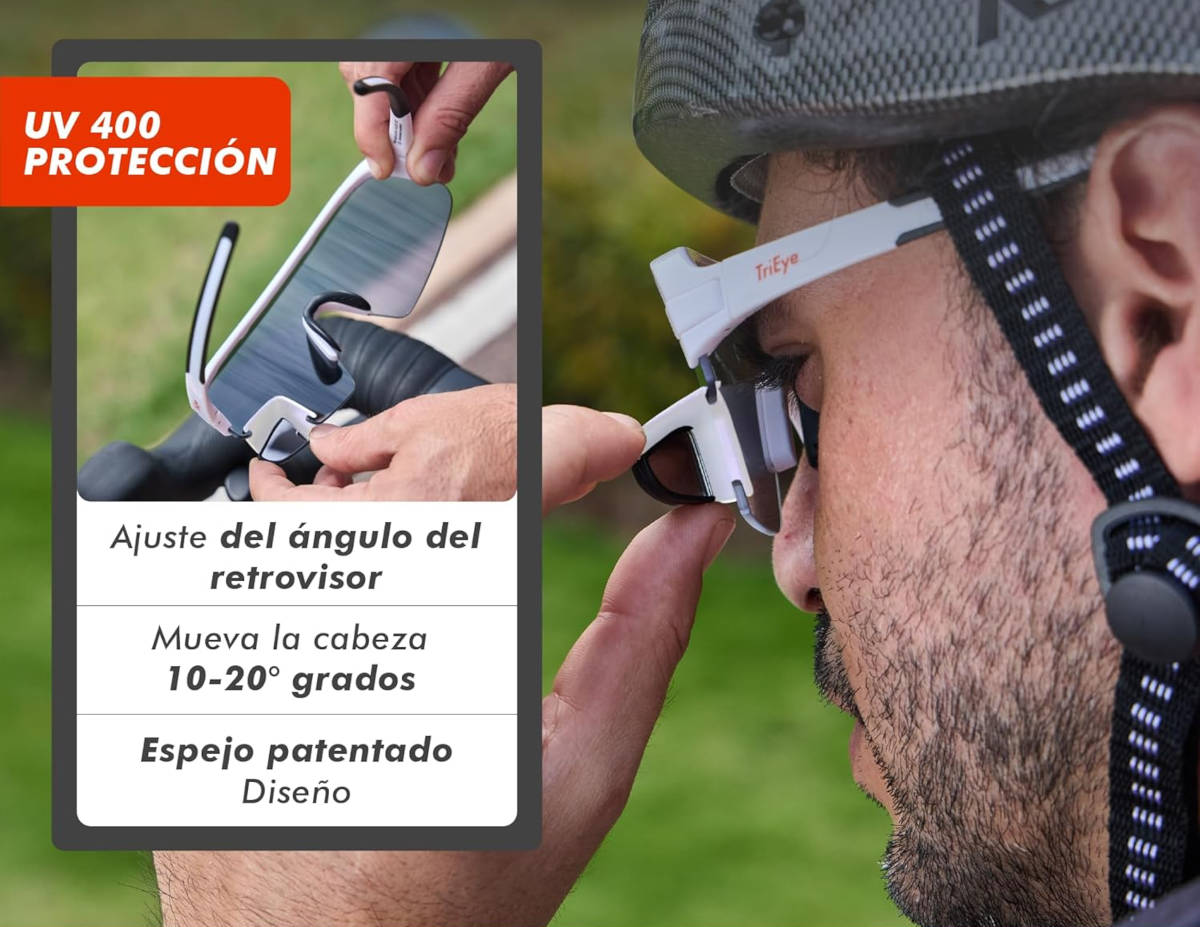 Gafas de ciclismo con espejo retrovisor. Imagen: TriEye