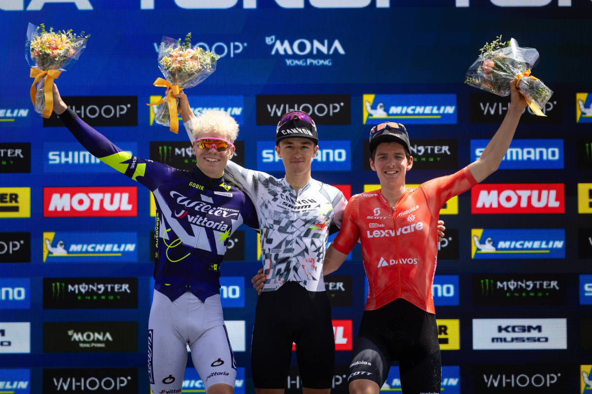 Podio Sub23 masculino. Imagen: WHOOP UCI Mountain Bike World Series