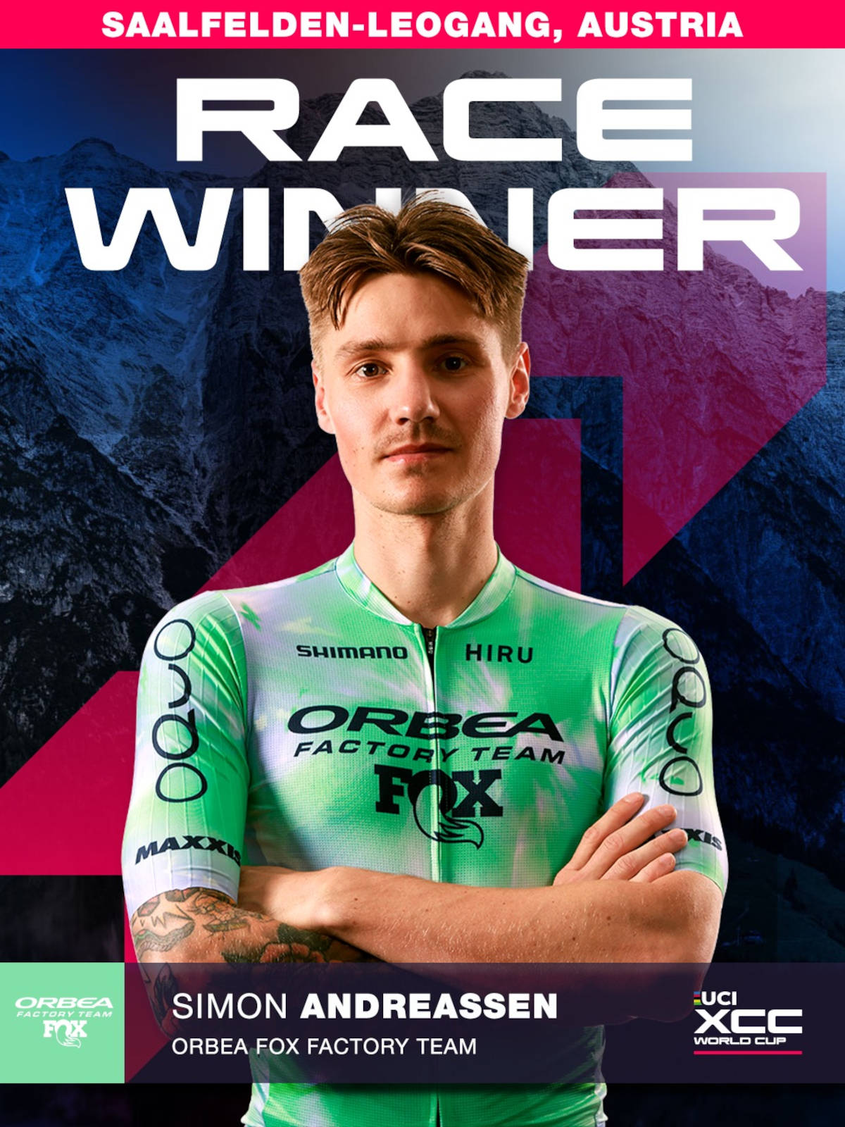 Simon Andreassen. Imagen: WHOOP UCI Mountain Bike World Series