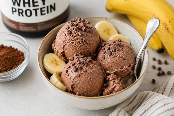 Helado proteico casero para recuperar después del entrenamiento sin recurrir a ultraprocesados