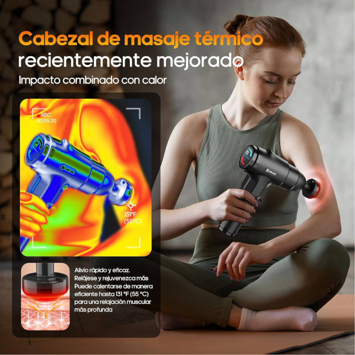Pistola de masaje muscular AERLANG. Imagen: AERLANG