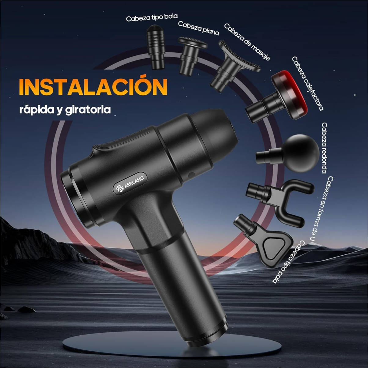 Pistola de masaje muscular AERLANG. Imagen: AERLANG
