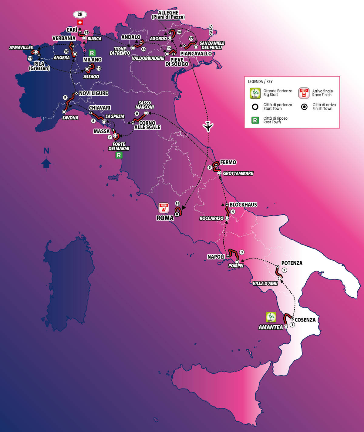 Recorrido del Giro-E Enel 2026. Imagen: Olympia Cycles