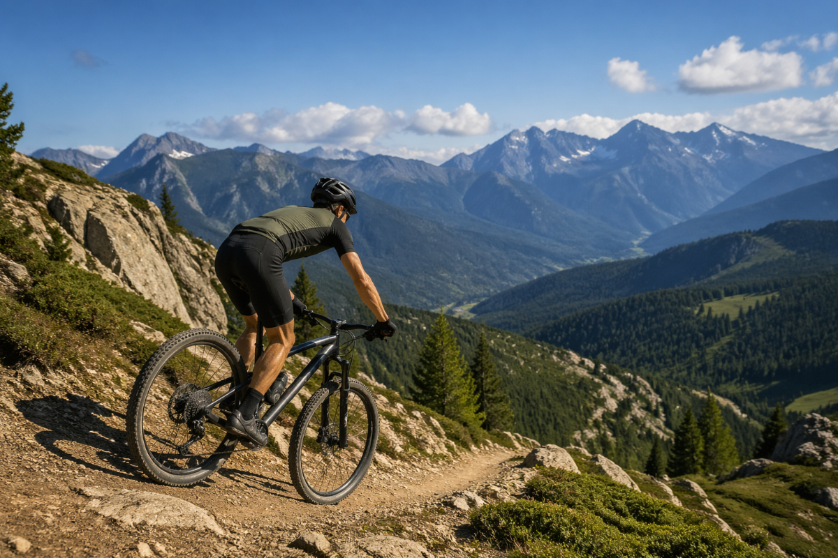 Ciclista descendiendo por un sendero rocoso. Imagen: TodoMountainBike