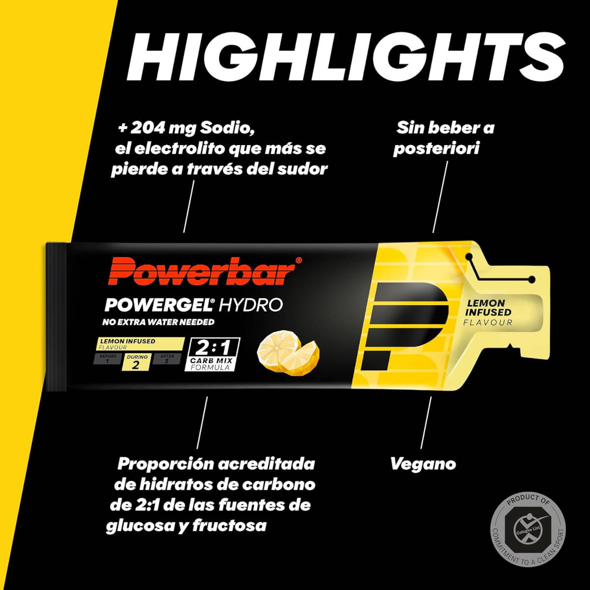 Powergel Hydro Lemon Infused. Imagen: PowerBar