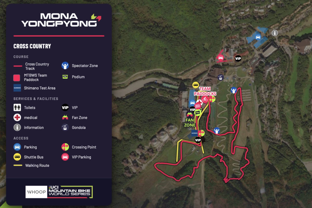 Circuito de la Copa del Mundo de XCO en Mona YongPyong. Imagen: WHOOP UCI Mountain Bike World Series
