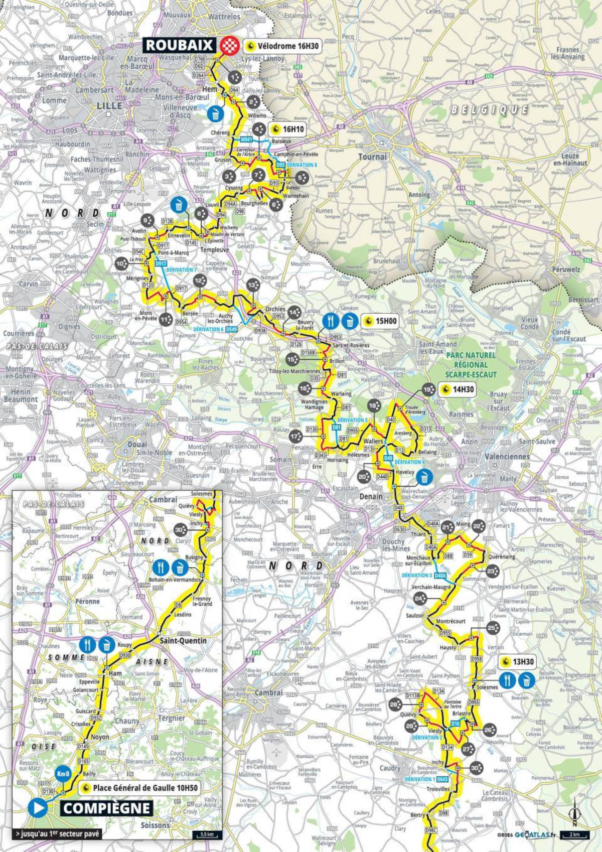 Recorrido de la prueba. Imagen: París-Roubaix
