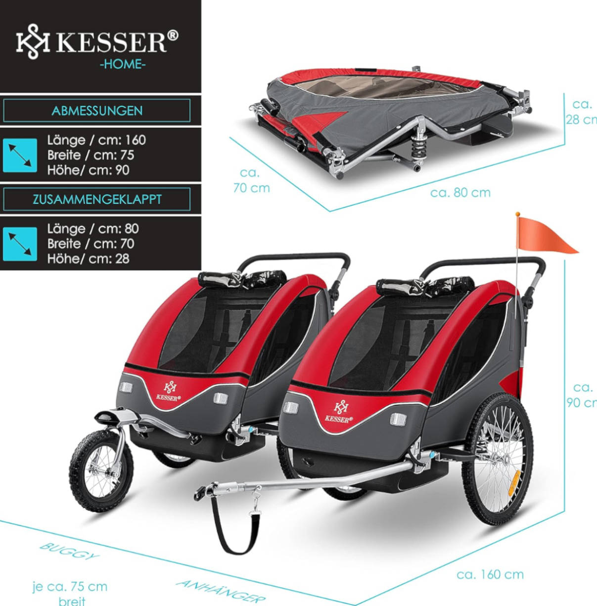 Remolque para bicicletas KESSER. Imagen: KESSER