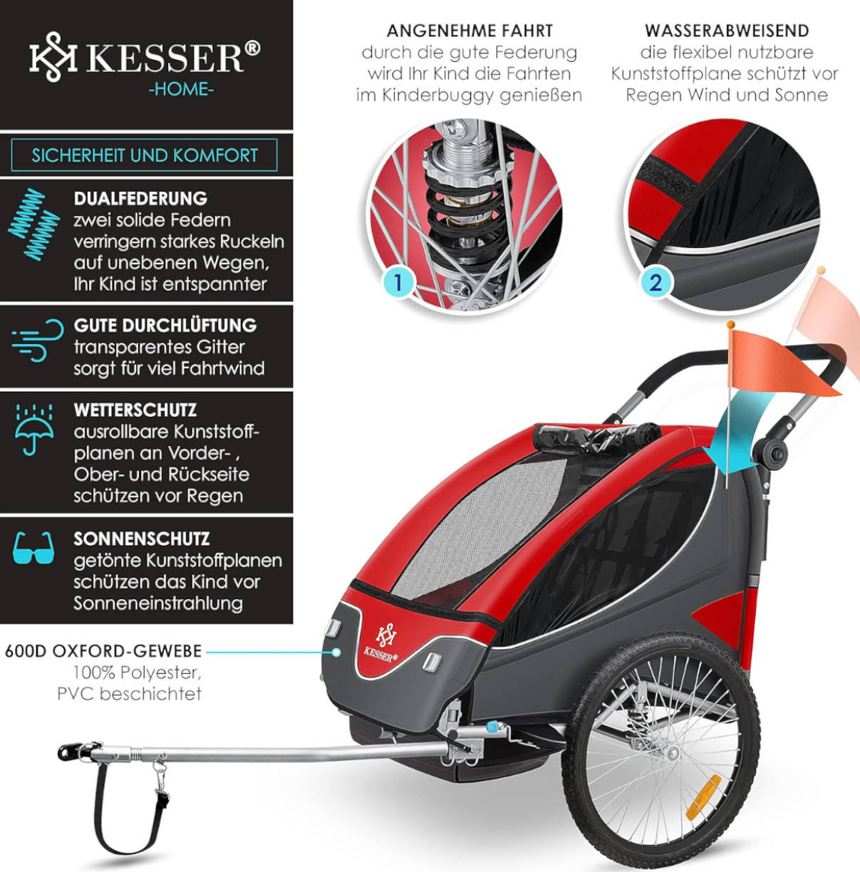 Remolque para bicicletas KESSER. Imagen: KESSER