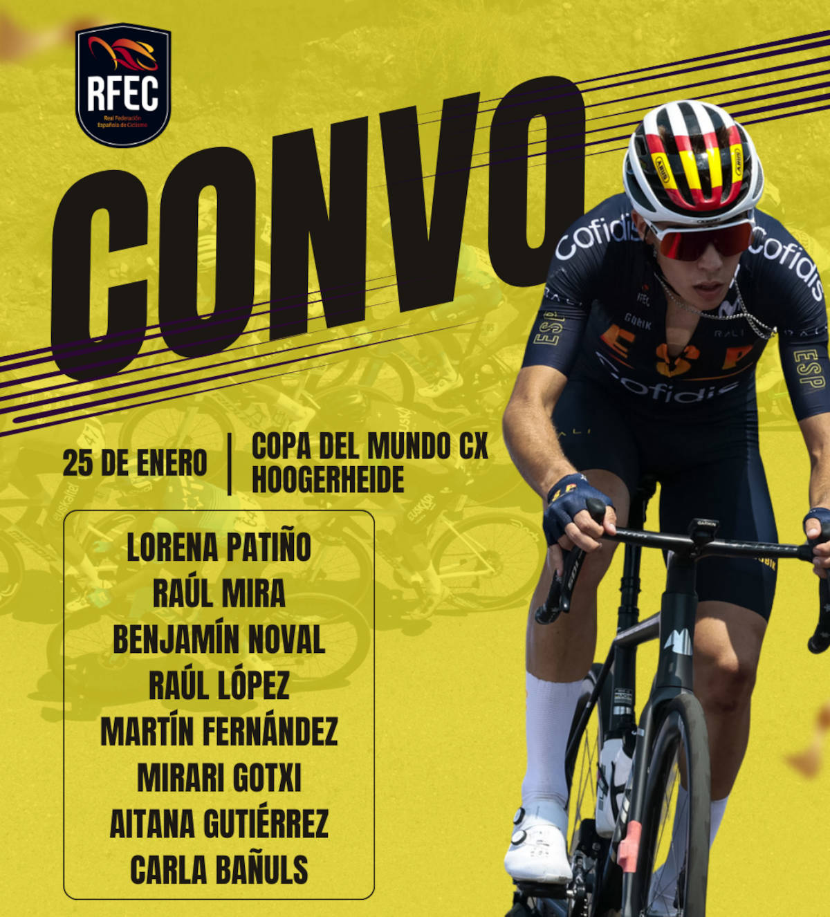 Convocatoria de la Selección Española de Ciclocross para Hoogerheide. Imagen: RFEC